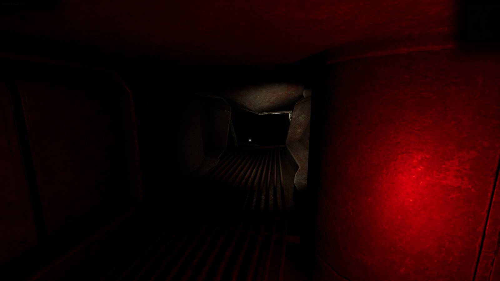 Corridor under red emergency light